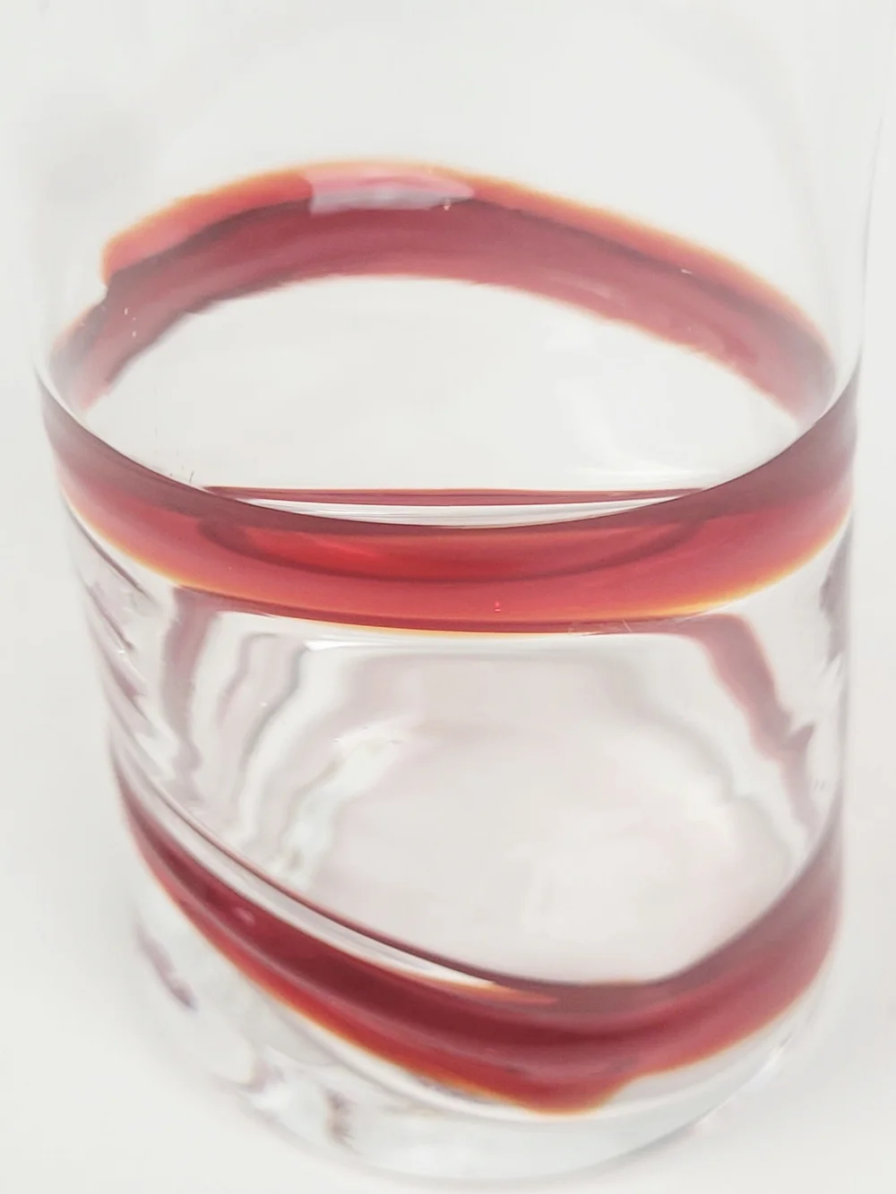 Pier 1 Red Swirline Shot Glasses~2 oz Clear Shooters~Retired~Set of 5~EUC